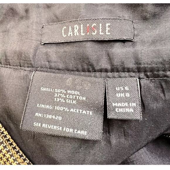 Carlisle Wool Blend Straight Skirt Women's 6 Brown Houndstooth Career Classic - Picture 2 of 8